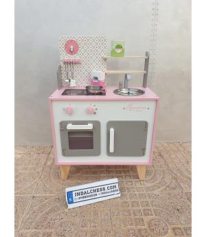 COCINITA INFANTIL MACARON ROSA DE MADERA - J06567